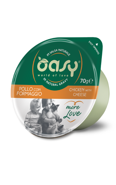 Oasy Gatto More Love Pollo con Formaggio 70g Cup Oasy Gatto More Love Pollo con Formaggio 70g Cup